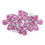 3.51 Carat Genuine Ruby and White Zircon .925 Sterling Silver Ring
