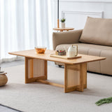 Natural Rubber Wood and Solid Wood Minimalist Coffee Table