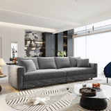102.4 'Plush Corduroy 4-Seat Sofa,Modern Comfy Upholstered Sofa Cloud Couch,Deep Seat Couches with Soft Pillows and Movable Ottoman,Convertible Sofa Lounge Chair,for Living Room,Apartment,Office,Grey