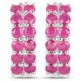 3.12 Carat Genuine Ruby .925 Sterling Silver Earrings