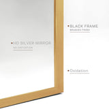 24x36 Inch Gold Metal Framed Arched Mirror