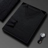 Mens Casual Slim-fit V-neck Solid-color Bottoming Top