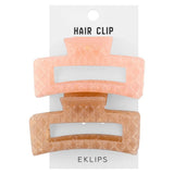 Eklips Frosted Rectangular Hair Claw Clip Pink & Brown