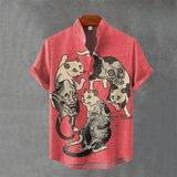 Animal-print Mens Shirt Summer Casual Short Sleeves