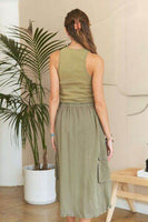 ADORA Drawstring Sleeveless Washed Dress