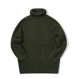 Mens Casual Solid-color Turtleneck Sweater With Vertical Stripes