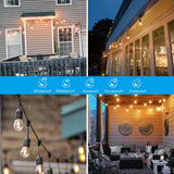 48 Ft. LED String Lights Outdoor Commercial Grade Waterproof Bulbs