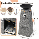 48-Inch Large Outdoor Propane Fire Bowl Column With Cover & Lava Rocks (SAK70938)