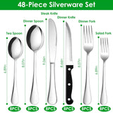 48-Piece: Stainless Steel Silverware Cutlery Set