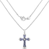 1.84 Carat Genuine Tanzanite and White Zircon .925 Sterling Silver Pendant