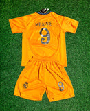 Kylian Mbappe Real Madrid Special Orange 3rd Jersey Toddler/Youth Soccer Jersey Kids Kit