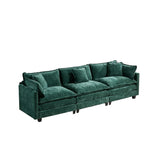 Cloud 3 Seats Sofa (Ottoman is not included) Chenille Fabric in Green