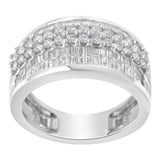 14K White Gold Round and Baguette Diamond Ring (1 1/2 Cttw, F-G Color, SI1-SI2 Clarity) - Size 6-3/4