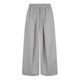 Embroidered Pleated Drawstring Sweatpants For Women Loose Straight Fit