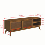 59 Inch Mid Century Modern Rattan TV Stand
