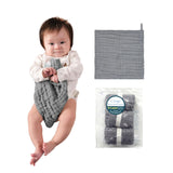 LAnge Baby Washcloths and Burp Cloths Set - 3 Pack of 9 Layer 100% Cotton Muslin for Sensitive Skin - Super Absorbent - Medical Grade Packaging for Infants Newborns and Toddlers- 9x9 - Dove Gray