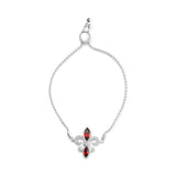.925 Sterling Silver Marquise Garnet  and Diamond Accent Lariat 4â€-10â€ Fleur De Lis Adjustable Bolo Bracelet (H-I Color, SI1-SI2 Clarity)