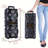 Portable Bluetooth Speaker with Subwoofer Bass, Dual 6.5" LED Woofers and Microphone