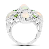 2.97 Carat Genuine Ethiopian Opal And Chrome Diopside .925 Sterling Silver Ring
