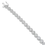 14K White Gold 2.00 Cttw Diamond Halo Link Tennis Bracelet (H-I Color, I1-I2 Clarity) - 7" Inches