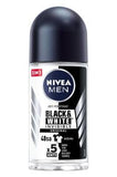 Nivea Men Invisible Black Roll-On Deodorant: Anti-Stain, Long Lasting Odor Protection, Clean & Dry Feel for Sensitive Skin - 1.69 fl oz