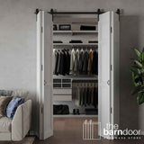 Classic J-Strap Bifold Barn Door Hardware Kit | 4-Door Biparting