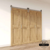 J-Strap Bifold Barn Door Hardware | Brushed Nickel | 4 Door Biparting Kit