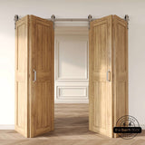 J-Strap Bifold Barn Door Hardware | Brushed Nickel | 4 Door Biparting Kit