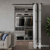 Modern J Top Mount Bifold Barn Door Hardware Kit | 4 Door One Way