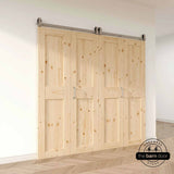 J Top Mount Bifold Barn Door Hardware | Brushed Nickel | 4 Door Biparting Kit