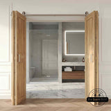 J Top Mount Bifold Barn Door Hardware | Brushed Nickel | 4 Door Biparting Kit