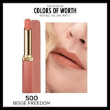 Loreal Paris Color Riche Intense Volume Matte Lipstick - 500 Beige Freedom - Long Lasting, Hyaluronic Acid for Fuller Lips
