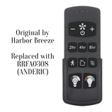 Anderic RRFA0308 Ceiling fan Remote Control for Harbor Breeze Boltz III, Mac III, Reverdy, Flanagan III, and Crestwell Fans - A25-FA0188A