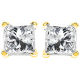 14K Yellow Gold 1/3 Cttw Princess-Cut Square Near Colorless Diamond Classic 4-Prong Solitaire Stud Earrings (J-K Color, I1-I2 Clarity)