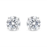 14K White Gold 1-1/2 Cttw Round Brilliant-Cut Near Colorless Diamond Classic 4-Prong Stud Earrings with Screw Backs (H-I Color, SI1-SI2 Clarity)