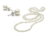 3-Piece Set: 36" White Freshwater Pearl Endless Necklace and Earrings Set