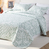 Kasentex Lightweight Floral Quilt Set Twin/Queen/King - Soft All Season Bedspread Coverlet, Green & White Botanical
