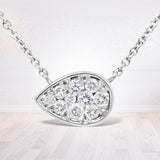 14K White Gold 1/4 Cttw Round Diamond Composite Teardrop Shape 18" Pendant Necklace - (G-H Color, SI2-I1 Clarity)