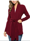 Spadehill Womens Tie Waist Lightweight Long Sleeve Cardigan, Size Small