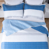 Kasentex Reversible Lightweight Quilt Set Twin/Queen/King - Soft All Season Bedspread Coverlet, White & Blue