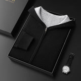Men's Cashmere Zipper Cardigan Hooded Double-sided Sweater Coat