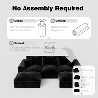 108' Cloud Sectional Couch with L-Shape Chaise, Left-right interchangeable,Modern Modular Sofa with Deep Seat, Upholstered Couches for Living Room Bedroom,No Assembly Required, Soft Plush Corduroy Fab