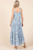 Mittoshop Flower Print Tiered Sleeveless Empire Maxi Dress