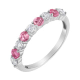 10KT White Gold 1/2 cttw Diamond and 3MM Created Blue Sapphire Gemstone Band Ring (H-I, I1-I2) - Size 7