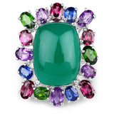 26.67 Carat Genuine Multi Stones .925 Sterling Silver Ring