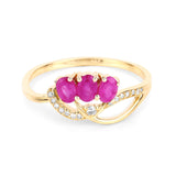 0.71 Carat Genuine Ruby and White Diamond 14K Yellow Gold Ring