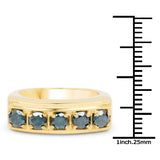 14K Yellow Gold Plated 1.25 Carat Genuine Blue Diamond .925 Sterling Silver Ring