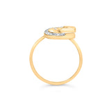 10K Yellow Gold 1/10 Cttw Diamond Crescent Moon Ring (I-J Color, I1-I2 Clarity) - Ring Size 6