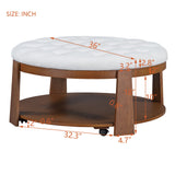 Modern Large Round Ottoman Coffee Table 2-Tier