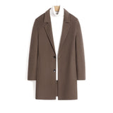 Male Solid Color Worsted Wool Mid-length Slim-fit Coat